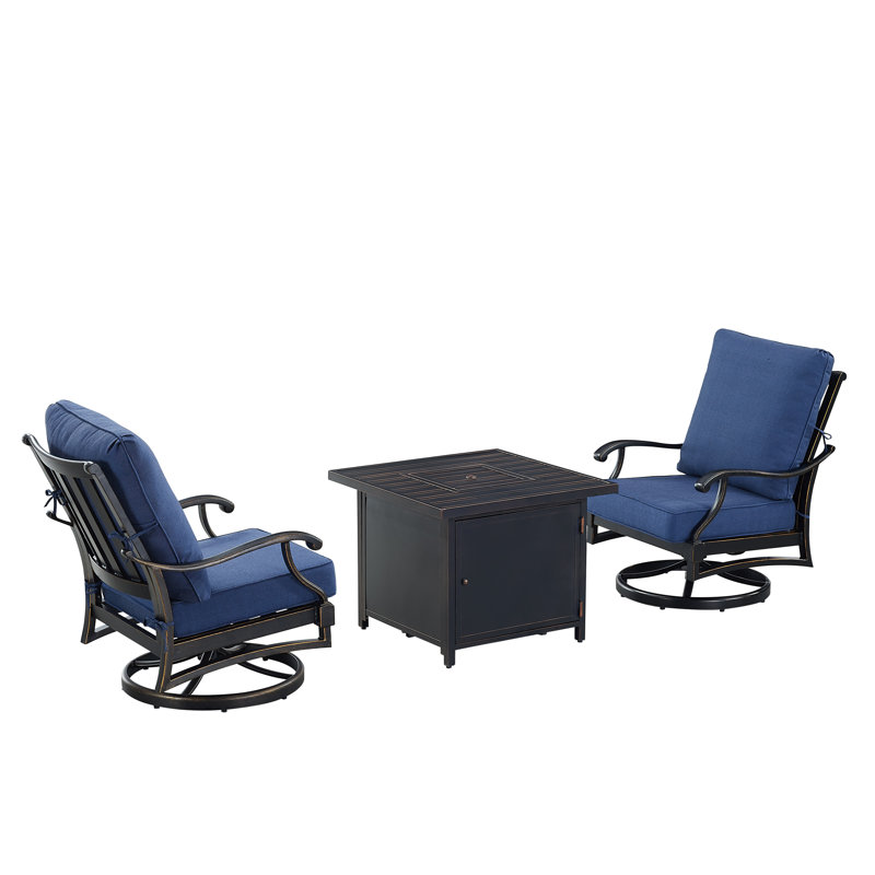 2 - Person Patio Conversation Set with Cushions, Blue