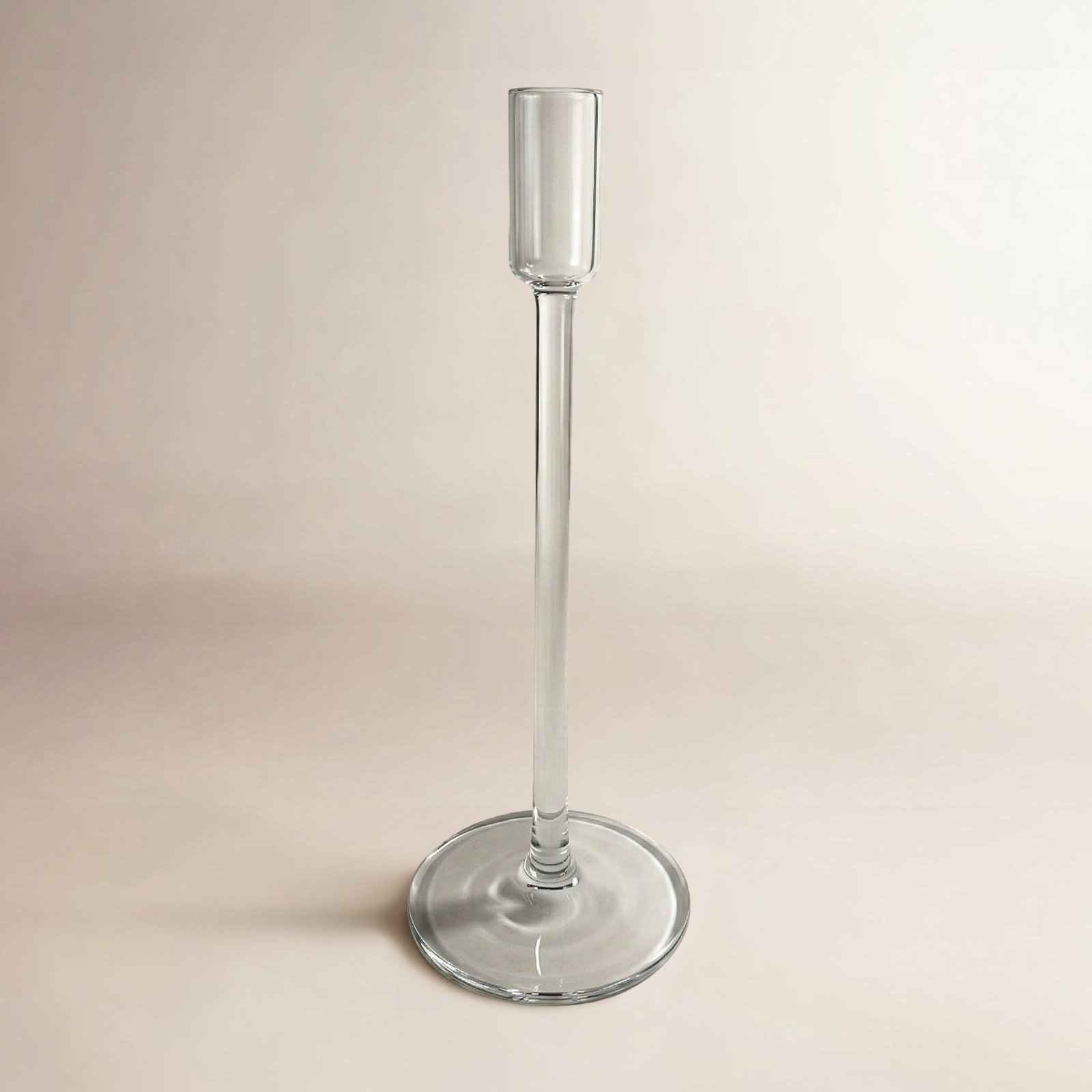 Clear Glass Candlestick Holder