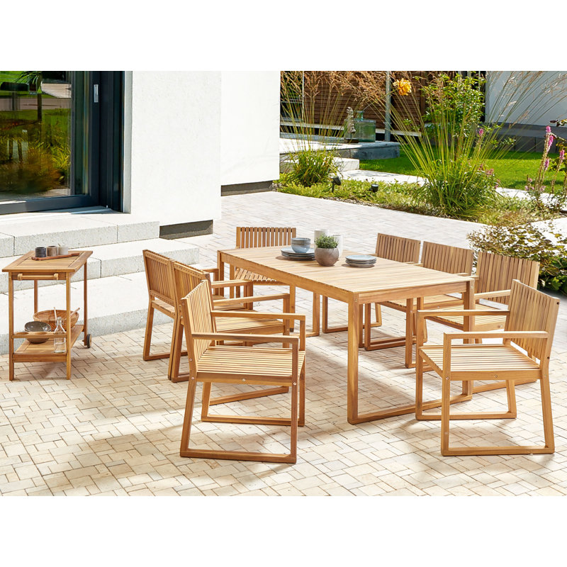 Adamina 8 - Person Acacia Patio Dining Set with Rectangular Table