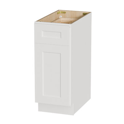 12" White Shaker Base Cabinet with Soft-Close Door,Drawer,Space-Saving Solid Wood Unit with Adjustable Shelf for Kitchen, Bath, Laundry, Garage