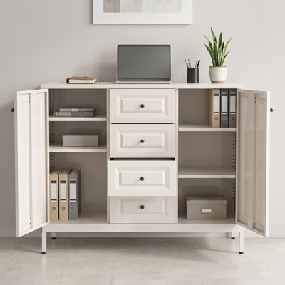 Crédence de rangement à 4 tiroirs de 47,2 po de largeur avec tablettes réglables