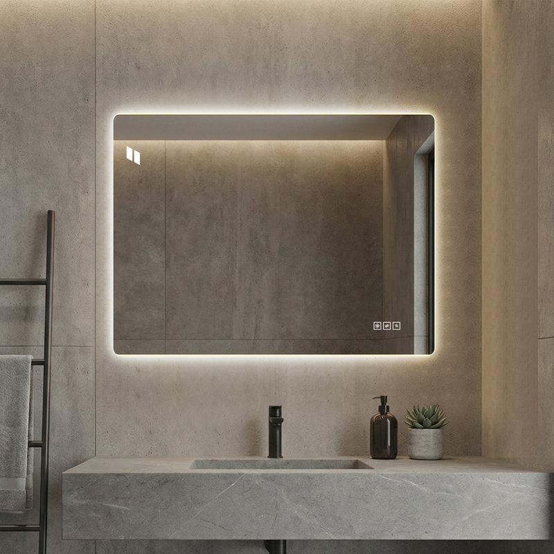 Miroir d'appoint à DEL et miroir de salle de bain moderne 24 x 32