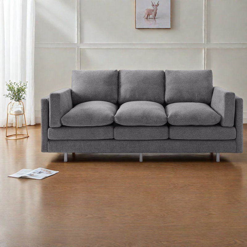 Canapé confortable en chenille 3 places, design moderne pour le salon
