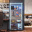 4-Tier Double Door Glass Display Cabinet with USB LED Strip, 163cmH Large Frameless Curio Cabinet with Glass Top, Black / White-1975298136