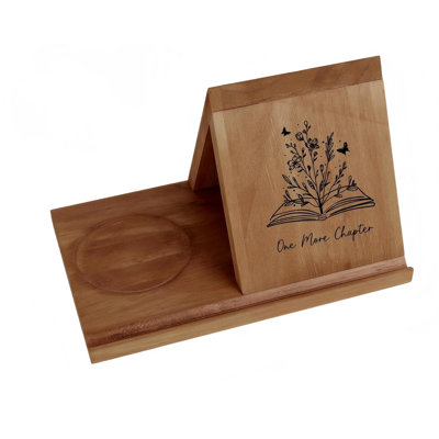 Wooden Triangle Bookmark, Small Bookshelf with Drink Holder,Brown