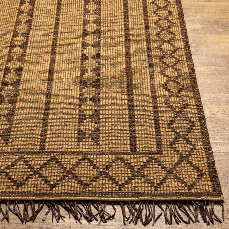 Salvo Moroccan Handmade Flatweave Area Rug in Tan/Dark Brown/Charcoal, Rectangle 5' x 7'6"