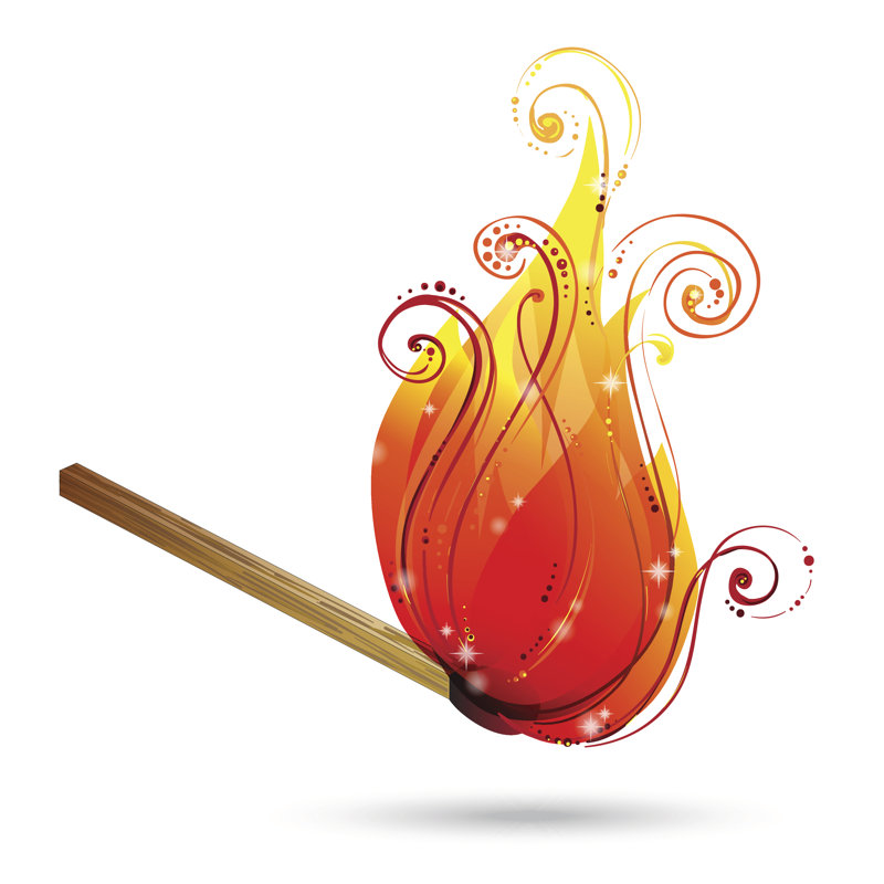 Burning Match Vector - Wrapped Canvas Print, 91cm H x 91cm W