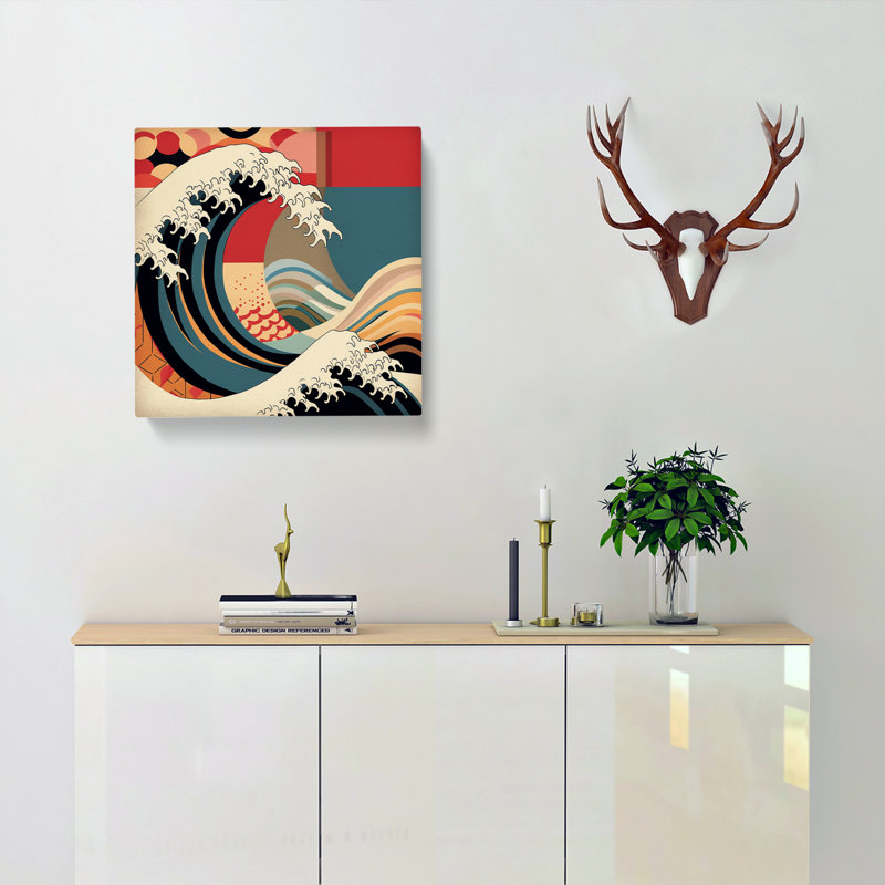 Japanese Wave Bauhaus No.1 - Wrapped Canvas, 50cm H x 50cm W x 3cm D