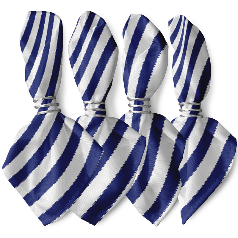 Stitch In Time Polyester Striped Square Napkin, 18" W x 18" L, Blue Suede