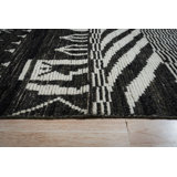 Black Hand-Knotted Wool Village Skyline Tribal Modern Contemporary Carpet Rug