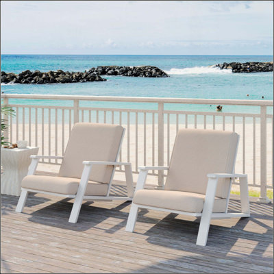 Patio Lounge Chair Set Of 2, Outdoor Club Chair With Cushion Andacacia Wood Frame
