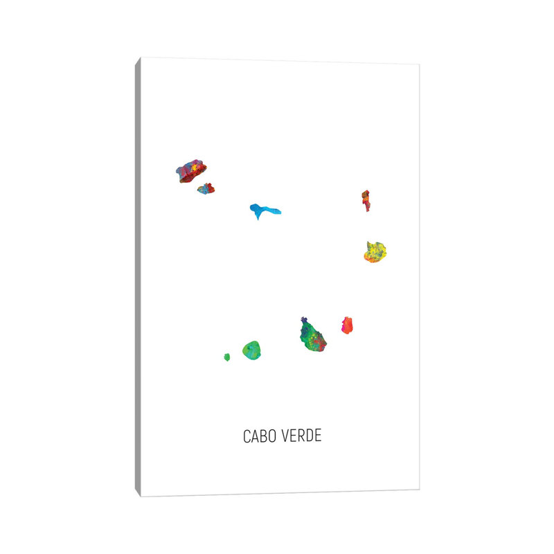 «Cabo Verde Map» par Michael Tompsett, impression sur toile tendue, H 12 po x l 8 po x P 0,75 po