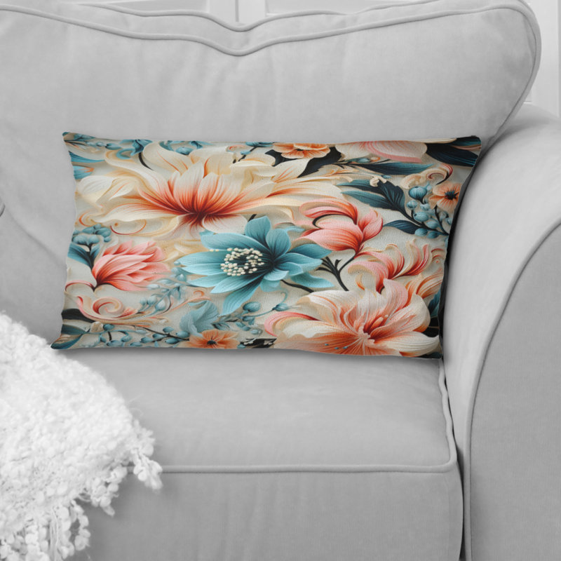Coussin décoratif à motif cachemire rose et bleu Love