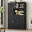 61.8" Kitchen Pantry Cabinet with Microwave Shelf, Food Pantry with Adjustable Shelf-497453125