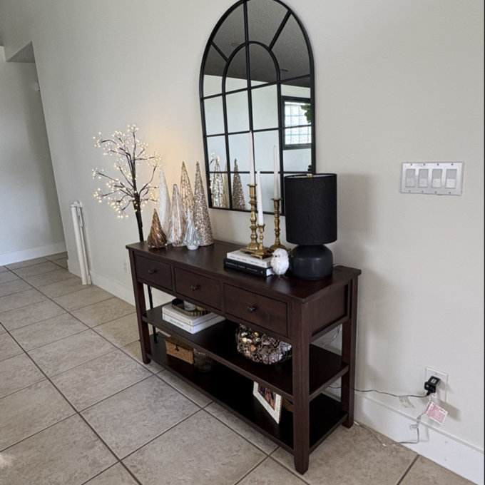 Elaine Arched Window Pane Wall Mirror - Black, 36" x 24"