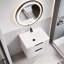 Meuble-lavabo flottant mural moderne avec lavabo en céramique, panneau cannelé et rangement de tiroir-129598129-129598131