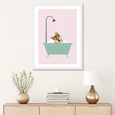 «Shiba Inu Enjoying Bubble Bath» par Big Nose Work - impression d'art graphique