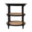 Table ronde en bois avec 2 tablettes de canne