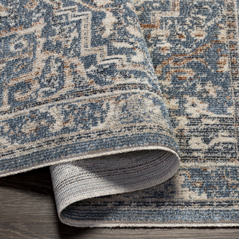 Tapis oriental bleu / beige, Rectangle 8 pi 8 po x 13 pi
