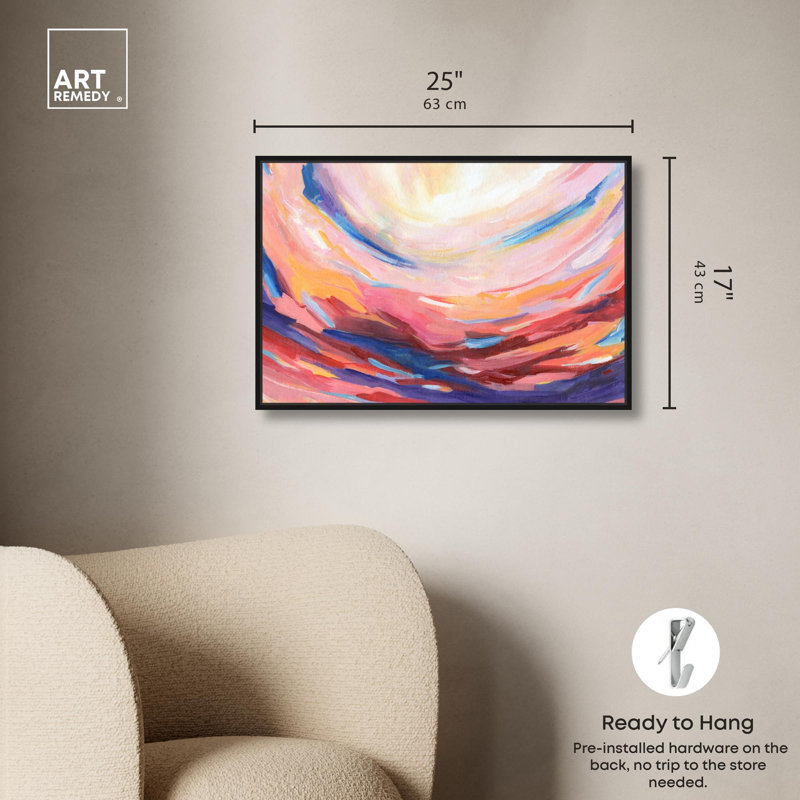 Horizon's Embrace Colourful Abstracts by, Black Floater Framed, 17" H x 25" W