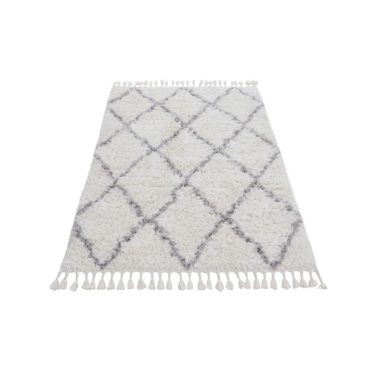Eddy Shaggy Boho White Rug