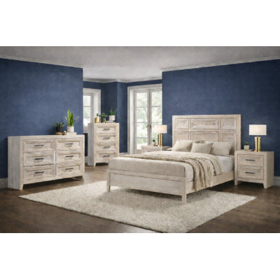 Classic Panel Bedroom Set in Cream Finish
