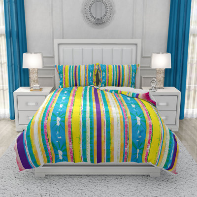 Ensemble de housse de couette et insert 5 pièces en microfibre multicolore