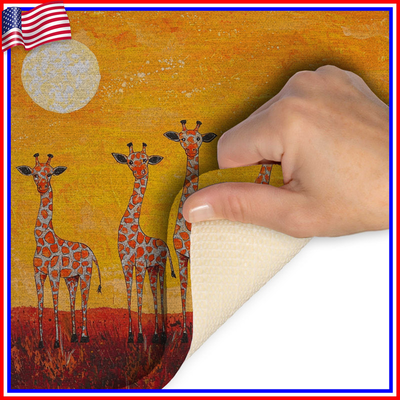 Tapis de bain girafe, Simple - L 17 po x l 24 po, Girafe orange
