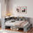L-shaped Daybed With Storage Cabinets, Shoe Cabinet And Usb Ports-931753027
