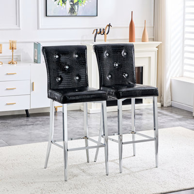 Tabouret de bar moderne rembourré en similicuir avec base en métal