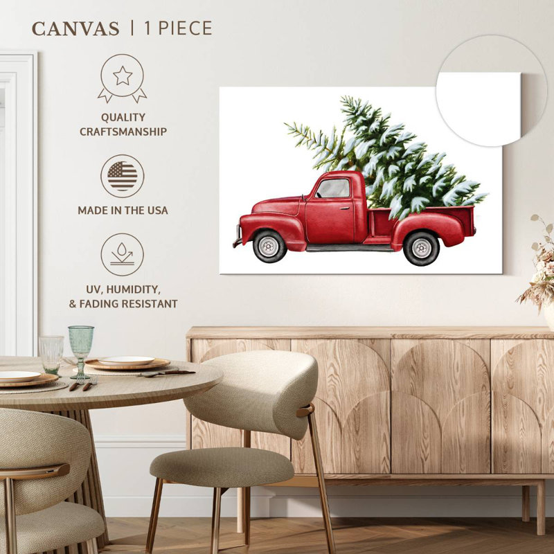 Camion de Noël rouge, H 8 po x l 12 po