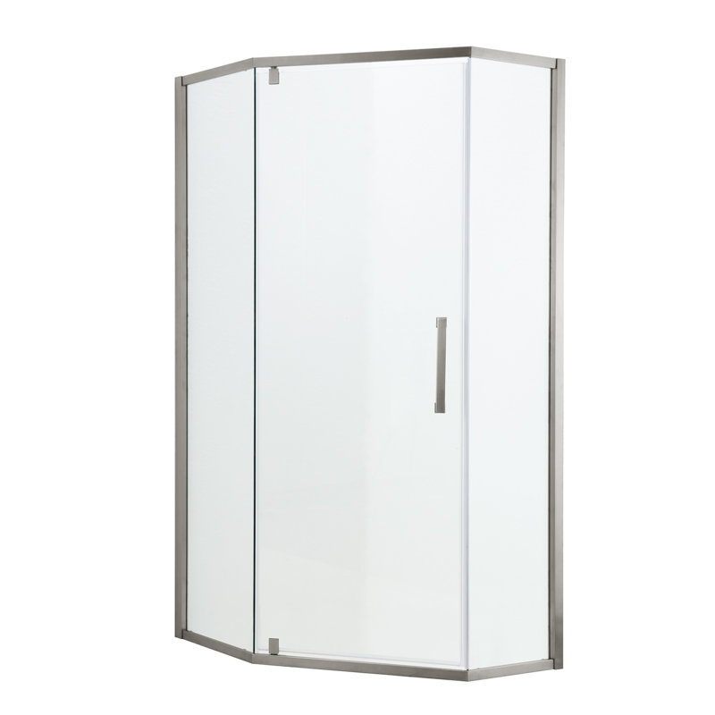 Cabine de douche à charnière néo-angle 34 "x H 72" semi-sans cadre, Nickel brossé