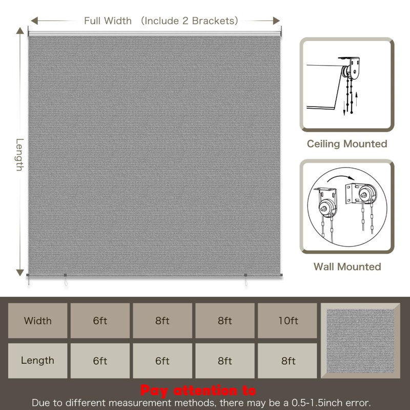Pare-soleil d'extérieur avec protection UV, H 6 pi x l 6 pi, Gris