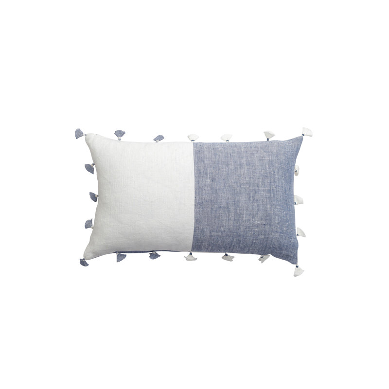 Luxe Lumbar Pillow Cover & Insert, Chambray Blue/White