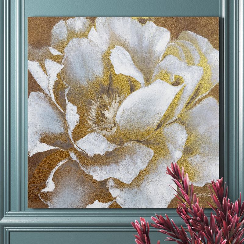 Golden Bloom II - impression sur toile, H 40 PO X L 40 PO X P 1,5 PO