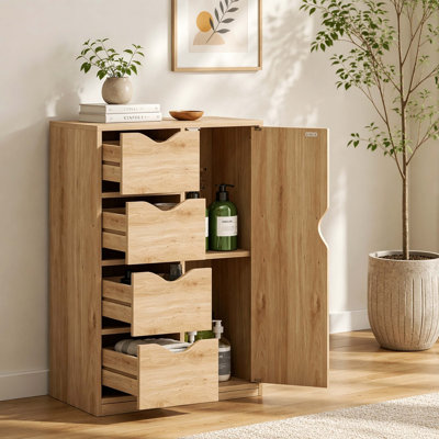 Narrow Vertical Accent Storage Cabinet, Multi-Compartment Freestanding Floor Unit for Compact Space Organization and Home Decoration