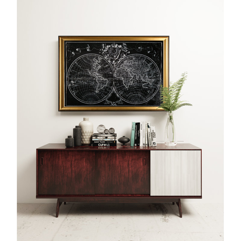 « monde map », reproduction d’art sur toile encadrée, H 27 po x l 39 po x P 2 po