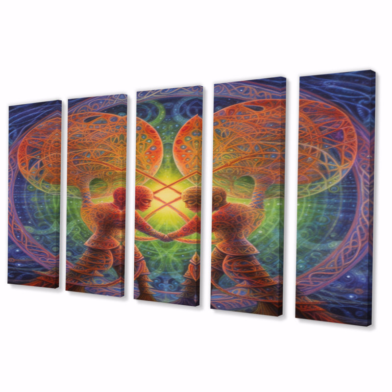 «Twin Flame Loureux Souls Eernal Union», reproduction sur toile romantique - 5 panneaux égaux