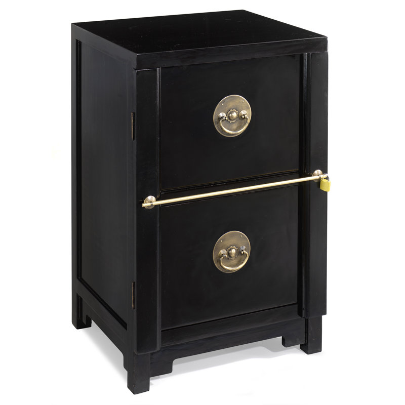 Hangzhou 50cm Wide 2 -Drawer Solid Wood File Cabinet, Black Lacquer