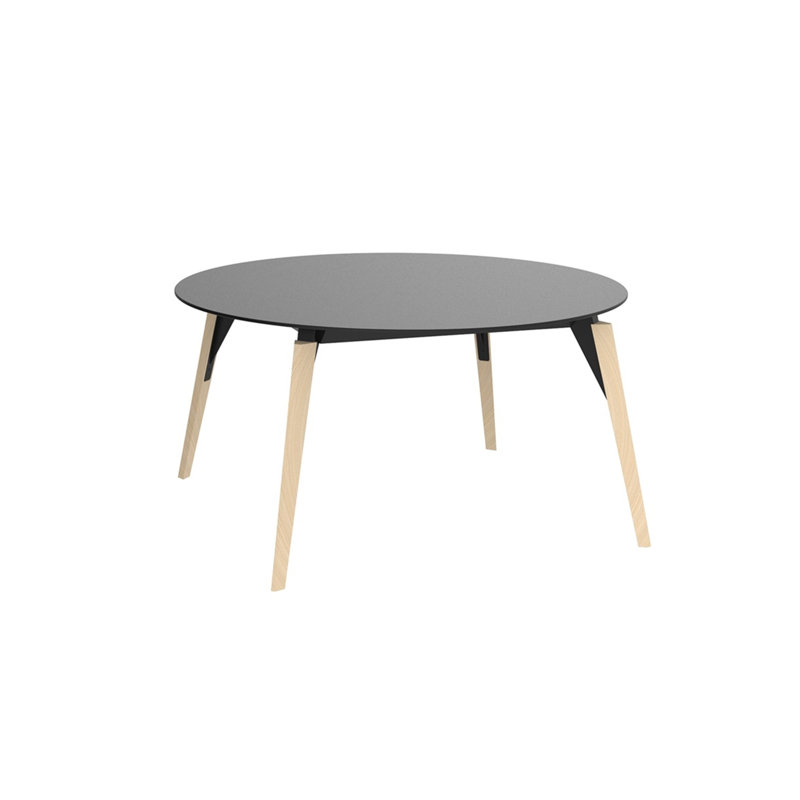 Faz Wood Lounge Table Edge Top, Black, Natural, 55" W x 55" L