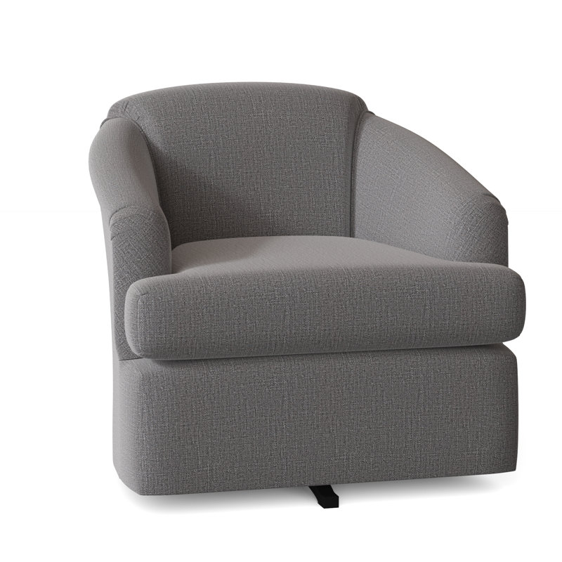 Cass Upholstered Swivel Armchair, Charcoal Grey Performance