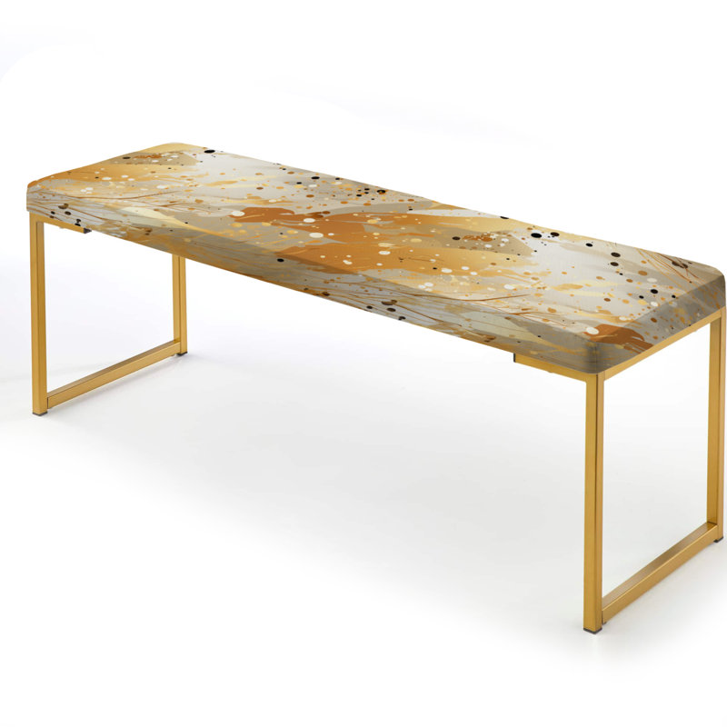 Golden Marble Radiance - Banc rembourré en marbre doré