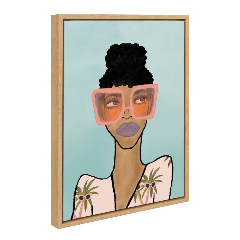 «Fashion Girl 2 Blue» par Bouffants and Broken Hearts LLC, reproduction d'art sur toile encadrée, Naturel