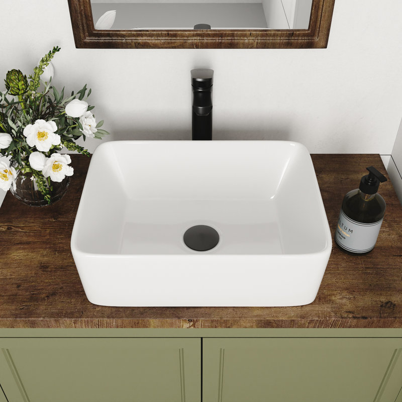 DeerValley 405mm L x 305mm W White Ceramic Rectangular Sink