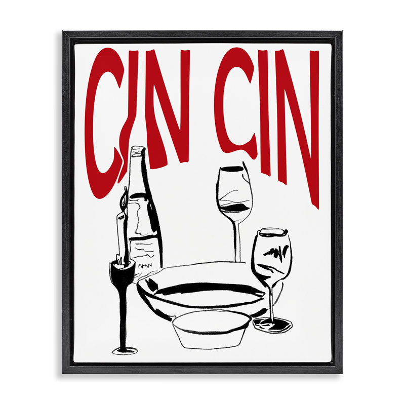  "Cin Cin Wine Glasses", art mural encadré par Melissa Wang, H 31 po x l 25 po, Noir, noir, noir, noir