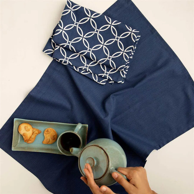 Ensemble de 2 serviettes de cuisine / serviettes de cuisine Indigo Swirl