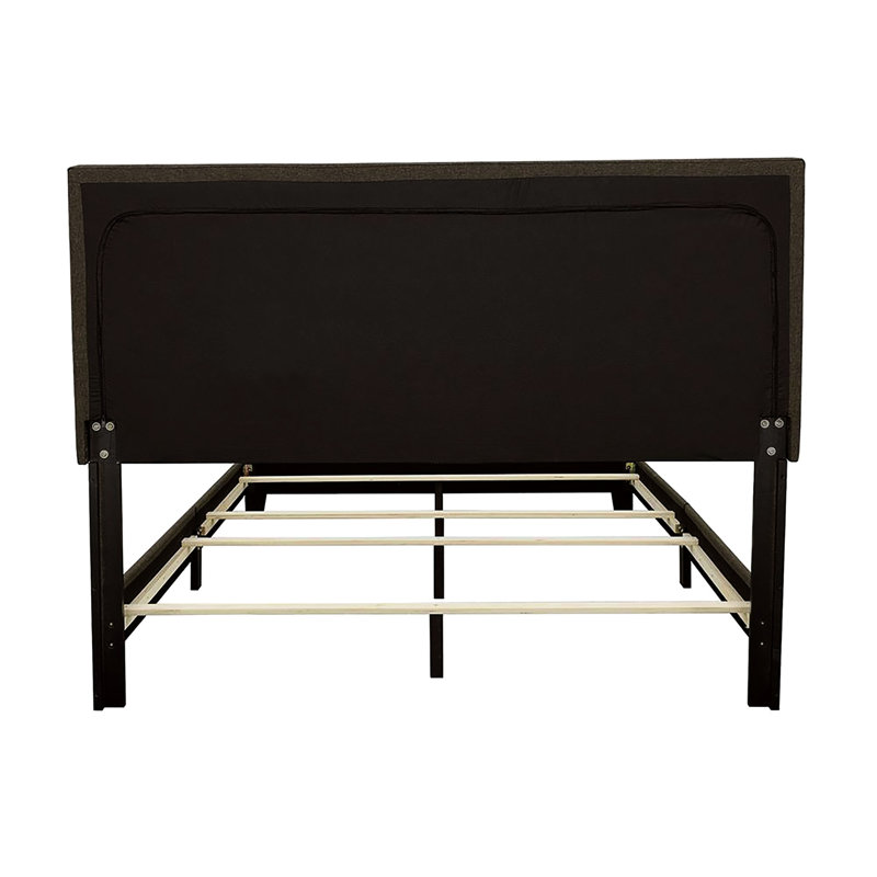 Grand lit gris anthracite avec garniture cloutée Enchanteur, Gris anthracite, Grand lit
