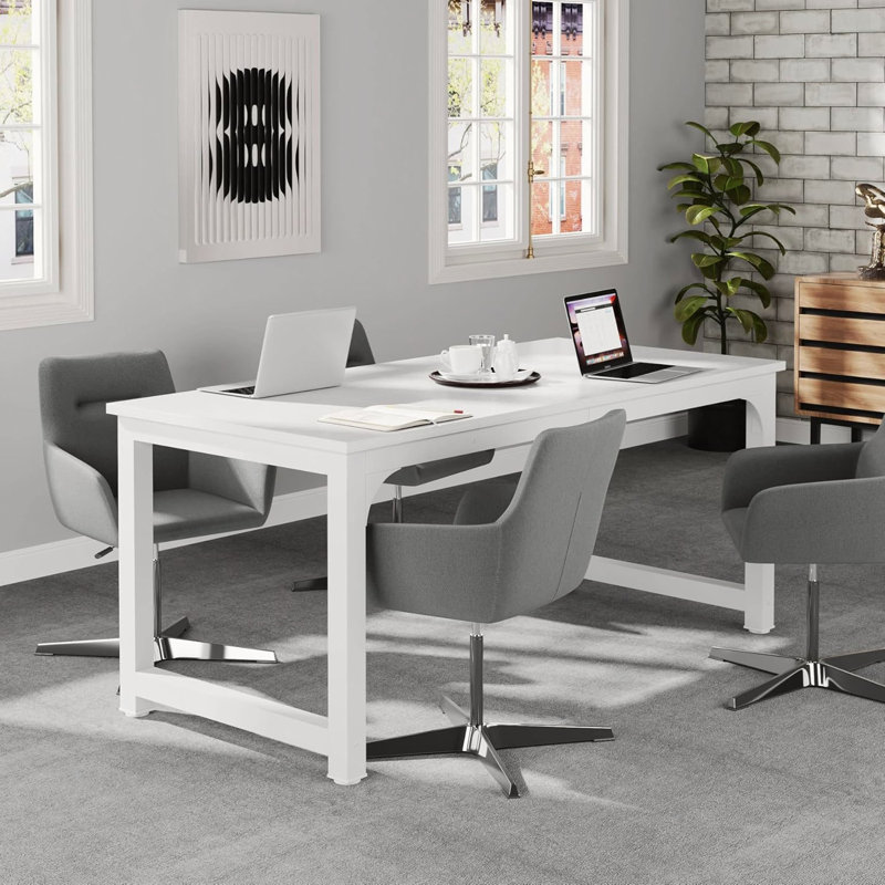 Waltman Desk, White, 29.52" H x 70.86" W x 31.49" D
