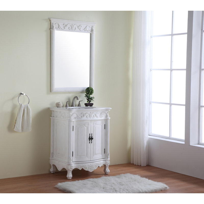 Ensemble de meuble-lavabo simple 27 po Aurillac, Blanc antique, Blanc pur