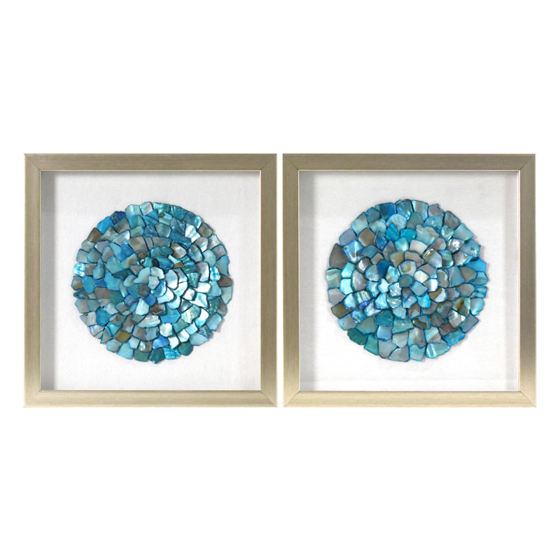 Ensemble de panneaux muraux Khyzer, Turquoise turquoise / turquoise / coquillage rond
